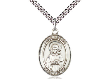 Sterling Silver St. Lillian Patron Saint Medal Necklace 1 inch x 3/4 inch with 24 inch chain by Bliss Manufacturing