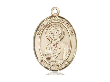 14kt solid gold St. Dominic Savio patron saint medal pendant, 1x3/4 inch medium size, handcrafted by Bliss