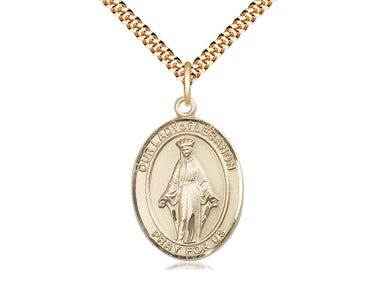 Gold Filled Our Lady of Lebanon Medal Necklace 1 x 3/4 inch with 24 inch chain by Bliss USA