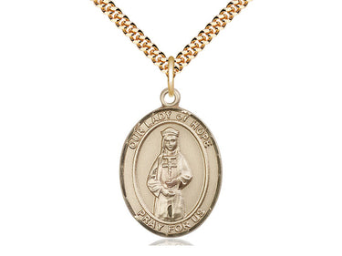 14kt gold filled Our Lady of Hope medal necklace with 1 x 3/4 inch pendant on 24 inch chain by Bliss