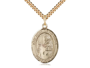 Gold Filled San Juan de la Cruz Patron Saint Medal Necklace 1 x 3/4 inches on 24 inch chain by Bliss