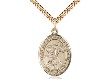 14kt Gold Filled St. Bernard of Clairvaux Patron Saint Medal Necklace 1 x 3/4 inch 24 inch Chain Bliss