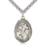Sterling Silver St. Bernard of Clairvaux Patron Saint Medal Necklace - Medium 1x3/4 inch Pendant on 24 inch Chain - Bliss USA Made