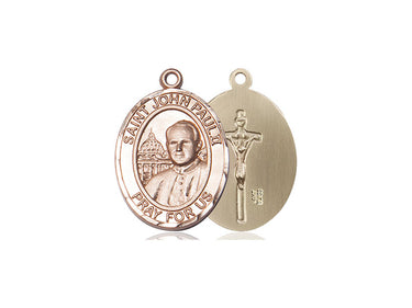 14kt solid gold St. John Paul II medal pendant 1 inch by 3/4 inch handcrafted by Bliss Manufacturing