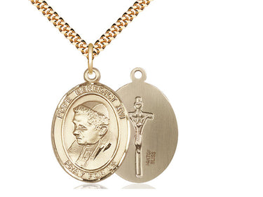 14kt gold filled Pope Benedict XVI commemorative medal necklace 1 x 3/4 inch with 24 inch chain by Bliss
