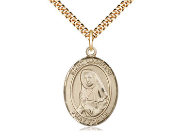 14kt gold filled St. Madeline Sophie Barat patron saint medal necklace, 1 x 3/4 inch medium pendant with 24 inch chain, handcrafted by Bliss