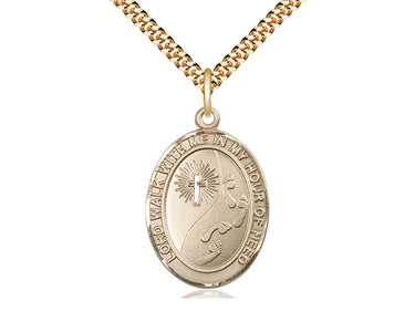 14kt gold filled footprints cross necklace with 1 x 3/4 inch pendant and 24 inch chain by Bliss