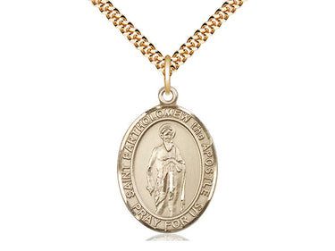 14kt Gold Filled St. Bartholomew the Apostle Medium Patron Saint Medal Necklace 1 x 3/4 inch 24 inch Chain by Bliss