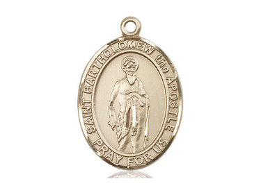 14kt Solid Gold St. Bartholomew the Apostle Medium Patron Saint Medal Pendant 1 x 3/4 inch by Bliss