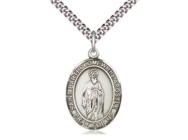 Sterling Silver St. Bartholomew the Apostle Medal Necklace 1x3/4 inch with 24 inch chain by Bliss
