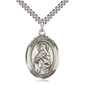 Sterling Silver St. Matilda patron saint medal necklace with 24 inch chain, 1 x 3/4 inch pendant, handcrafted by Bliss Manufacturing