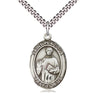 Sterling silver St. Placidus patron saint medal necklace, 1x3/4 inch pendant on 24 inch curb chain, handcrafted by Bliss Manufacturing
