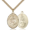 14kt Gold Filled Our Lady of Mount Carmel Catholic Medal Necklace 1 inch x 3/4 inch with 24 inch Curb Chain by Bliss