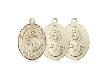 14kt Solid Gold Our Lady of Mount Carmel Catholic medal pendant handcrafted by Bliss Manufacturing USA
