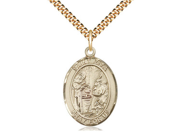 14kt Gold Filled St. Zita Patron Saint Medal Necklace 1 inch x 3/4 inch with 24 inch chain by Bliss Manufacturing