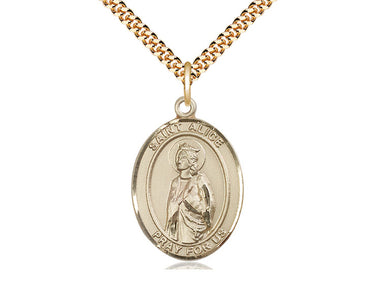 14kt Gold Filled St. Alice Patron Saint Medal Necklace 1x3/4 inch on 24 inch Chain by Bliss