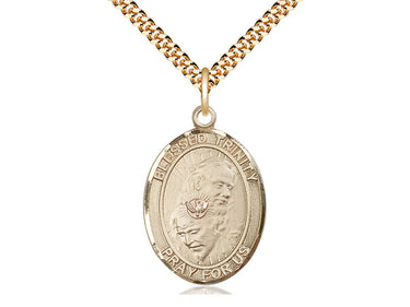 14kt Gold Filled Blessed Trinity Catholic pendant necklace with 24 inch chain by Bliss Manufacturing