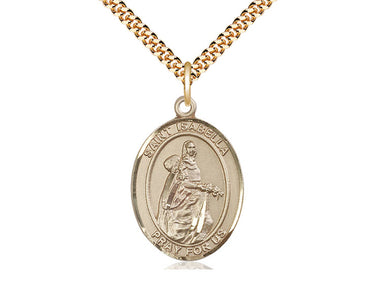 14kt Gold Filled St. Isabella of Portugal Patron Saint Medal Necklace 1x3/4 inch pendant 24 inch curb chain Bliss