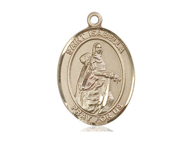 14kt Solid Gold St. Isabella of Portugal medium patron saint medal pendant handcrafted by Bliss Manufacturing