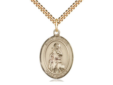 14kt Gold Filled St. Rachel Medal Necklace 1x3/4 inch on 24 inch Chain by Bliss Manufacturing