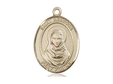 14kt Solid Gold St. Rebecca Catholic Patron Saint Medal Pendant 1 inch by 3/4 inch Handcrafted by Bliss Manufacturing USA