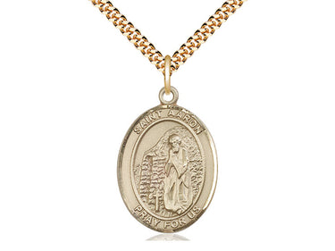 14kt Gold Filled St. Aaron Patron Saint Medal Necklace 1 inch by 3/4 inch with 24 inch Chain by Bliss
