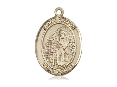 14kt solid gold St. Aaron patron saint medal pendant, 1 inch by 3/4 inch, handcrafted by Bliss