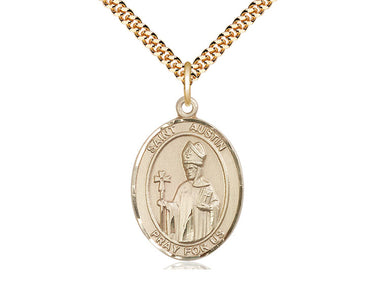 14kt Gold Filled St. Austin Augustine patron saint medal necklace with 24 inch chain by Bliss Manufacturing