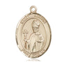 14kt solid gold St. Austin patron saint medal pendant, 1 inch by 3/4 inch, handcrafted in USA by Bliss Manufacturing
