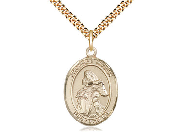 14kt Gold Filled St. Isaiah Patron Saint Medal Necklace 1x3/4 inch pendant 24 inch curb chain Bliss