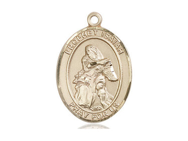 14kt Solid Gold St. Isaiah medium patron saint medal pendant handcrafted by Bliss Manufacturing