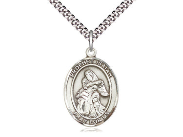 Sterling Silver St. Isaiah Patron Saint Medal Necklace 1 inch x 3/4 inch with 24 inch Chain by Bliss