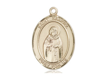 14kt Solid Gold St. Samuel Patron Saint Medal Pendant 1 x 3/4 inches handcrafted by Bliss USA