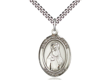 Sterling Silver St. Hildegard Von Bingen Catholic Patron Saint Medal Necklace 1 inch 24 inch Chain Bliss USA