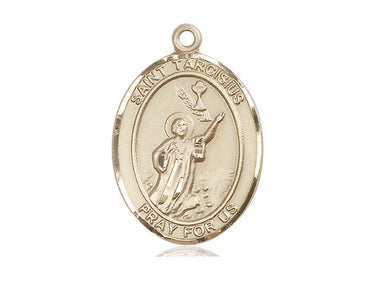 14kt Solid Gold St. Tarcisius Medium Patron Saint Medal Pendant 1 inch by 3/4 inch Handcrafted USA by Bliss