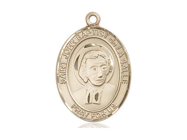14kt solid gold St. John Baptist de La Salle medal pendant 1 inch by 3/4 inch by Bliss Manufacturing