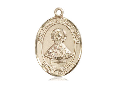 14kt Solid Gold Our Lady of San Juan Medal Pendant 1 inch by 3/4 inch handcrafted by Bliss USA