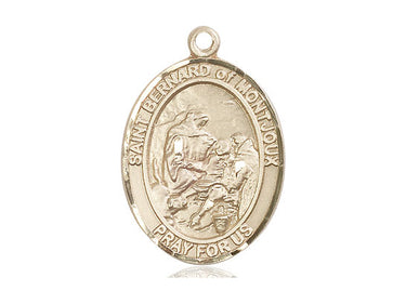 14kt solid gold St. Bernard of Montjoux patron saint medal pendant, 1 inch by 3/4 inch, handcrafted by Bliss Manufacturing USA