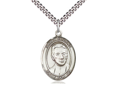 Sterling Silver St. Eugene de Mazenod Patron Saint Medal Necklace 1 x 3/4 inch with 24 inch Chain by Bliss