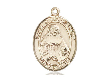 14kt Solid Gold St. Julia Billiart patron saint medal pendant 1x3/4 inches by Bliss Manufacturing USA