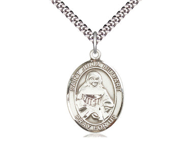 Sterling Silver St. Julia Billiart patron saint medal necklace with 24 inch chain by Bliss Manufacturing