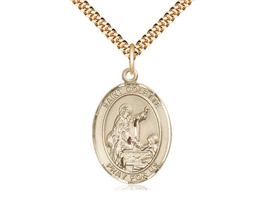 14kt Gold Filled St. Colette Patron Saint Medal Necklace 1x3/4 inch 24 inch Chain Bliss Manufacturing