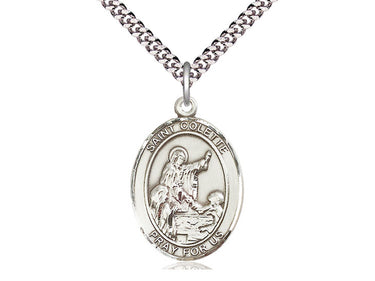 Sterling Silver St. Colette Patron Saint Medal Necklace 1 x 3/4 inch with 24 inch Chain by Bliss