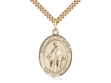 14kt Gold Filled Our Lady of Africa Medal Necklace 1 x 3/4 inch with 24 inch chain by Bliss