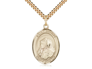 Gold Filled St. Bruno Catholic Patron Saint Medal Necklace 1 x 3/4 inches with 24 inch chain by Bliss
