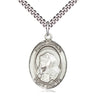 Sterling silver St. Bruno patron saint medal necklace, 1 inch pendant, 24 inch curb chain, handcrafted by Bliss USA