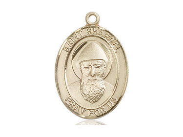 14kt Solid Gold St. Sharbel Patron Saint Medal Pendant 1 inch by 3/4 inch Handcrafted by Bliss