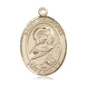 14kt solid gold St. Perpetua patron saint medal pendant 1 inch by 3/4 inch, handcrafted by Bliss Manufacturing USA