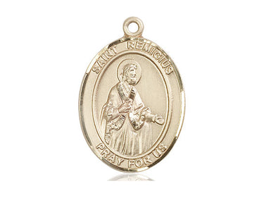 14kt Solid Gold St. Remigius of Reims Patron Saint Medal Pendant 1x3/4 inches handcrafted by Bliss Manufacturing