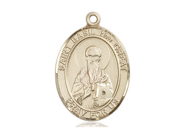 14kt Solid Gold St. Basil the Great Patron Saint Medal Pendant 1 x 3/4 inch Handcrafted by Bliss